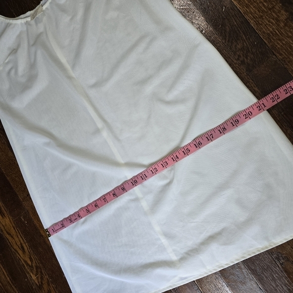 Vintage 60s 70s Ivory White Modest Scoop Neck Chemise Slip Night Gown - Picture 10 of 12